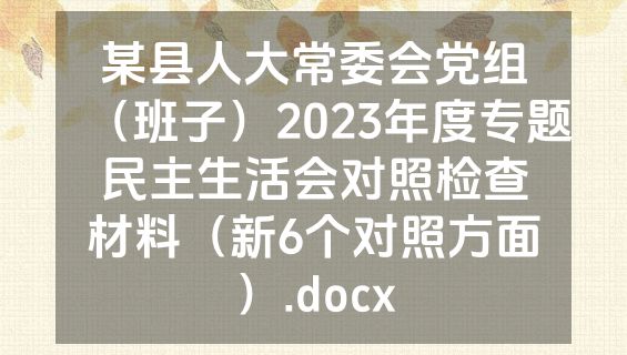 某县人大常委会党组（班子）2023年度专题民主生活会对照检查材料（新6个对照方面）.docx