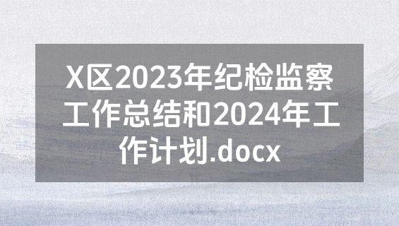 X区2023年纪检监察工作总结和2024年工作计划.docx