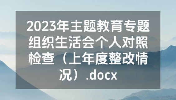 2023年主题教育专题组织生活会个人对照检查（上年度整改情况）.docx