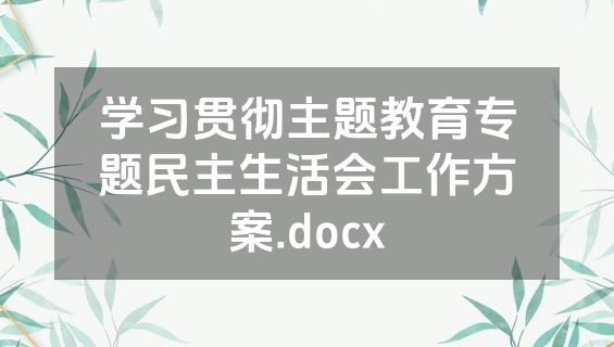 学习贯彻主题教育专题民主生活会工作方案.docx