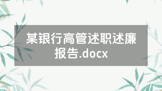 某银行高管述职述廉报告.docx