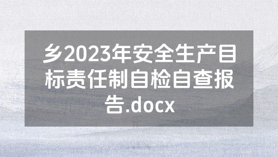 乡2023年安全生产目标责任制自检自查报告.docx