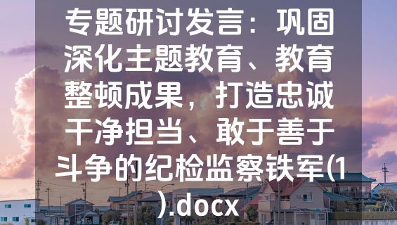 专题研讨发言：巩固深化主题教育、教育整顿成果，打造忠诚干净担当、敢于善于斗争的纪检监察铁军(1).docx