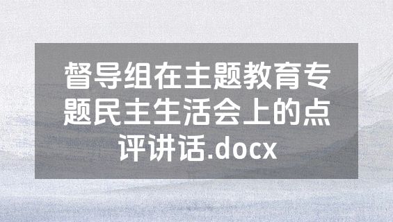 督导组在主题教育专题民主生活会上的点评讲话.docx