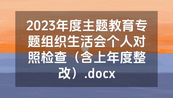 2023年度主题教育专题组织生活会个人对照检查（含上年度整改）.docx