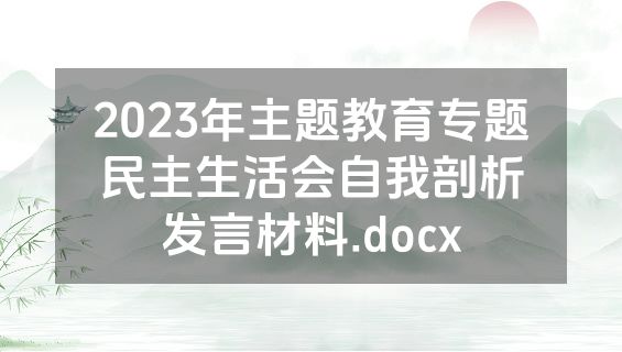 2023年主题教育专题民主生活会自我剖析发言材料.docx