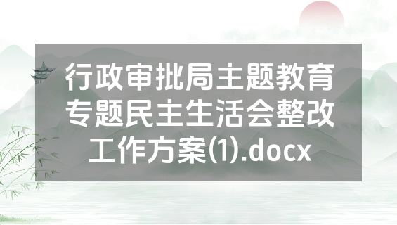 行政审批局主题教育专题民主生活会整改工作方案(1).docx