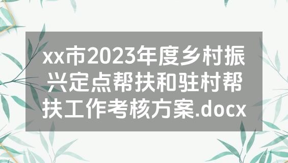 xx市2023年度乡村振兴定点帮扶和驻村帮扶工作考核方案.docx
