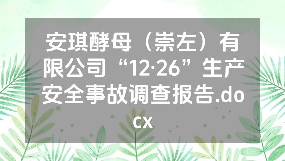 安琪酵母（崇左）有限公司“12·26”生产安全事故调查报告.docx