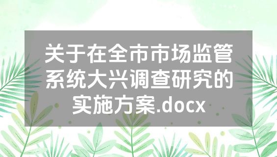关于在全市市场监管系统大兴调查研究的实施方案.docx