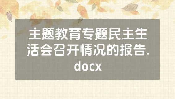 主题教育专题民主生活会召开情况的报告.docx