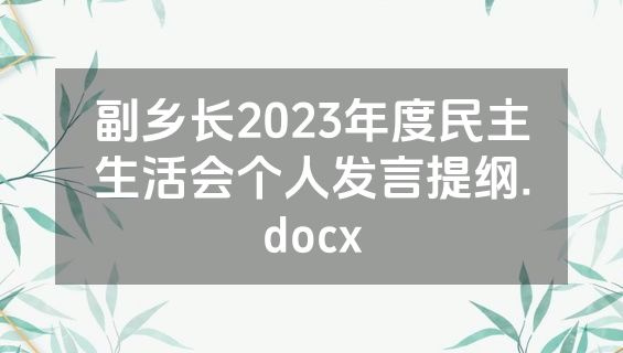 副乡长2023年度民主生活会个人发言提纲.docx