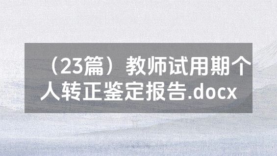（23篇）教师试用期个人转正鉴定报告.docx