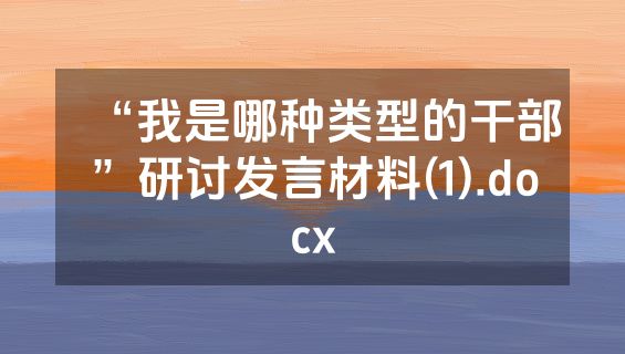 “我是哪种类型的干部”研讨发言材料(1).docx
