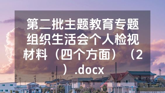 第二批主题教育专题组织生活会个人检视材料（四个方面）（2）.docx