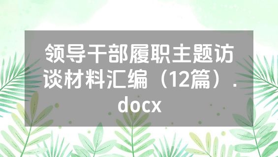领导干部履职主题访谈材料汇编（12篇）.docx