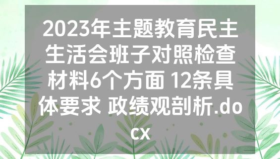 2023年主题教育民主生活会班子对照检查材料6个方面 12条具体要求 政绩观剖析.docx