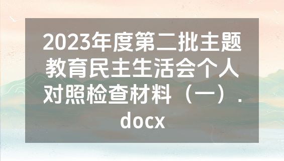 2023年度第二批主题教育民主生活会个人对照检查材料（一）.docx
