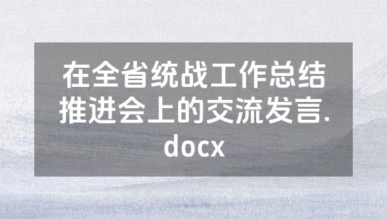 在全省统战工作总结推进会上的交流发言.docx