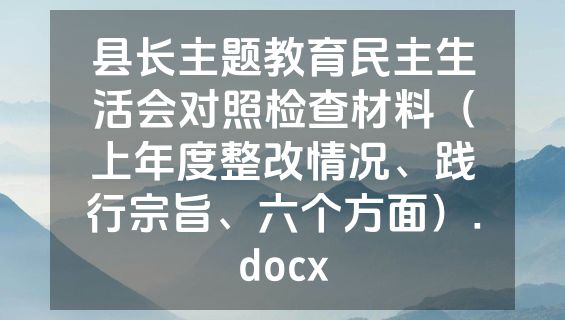 县长主题教育民主生活会对照检查材料（上年度整改情况、践行宗旨、六个方面）.docx
