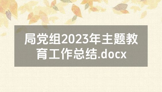局党组2023年主题教育工作总结.docx