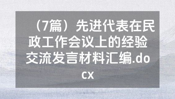 （7篇）先进代表在民政工作会议上的经验交流发言材料汇编.docx