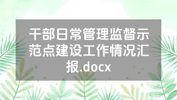 干部日常管理监督示范点建设工作情况汇报.docx