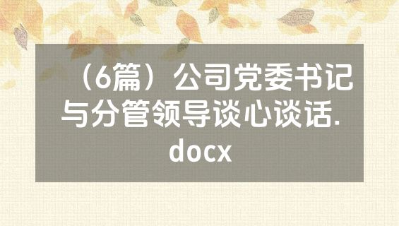 （6篇）公司党委书记与分管领导谈心谈话.docx