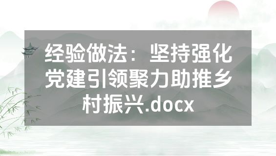 经验做法：坚持强化党建引领聚力助推乡村振兴.docx