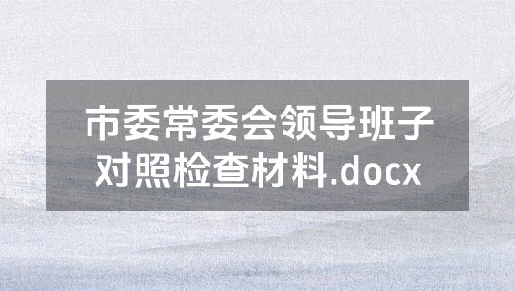 市委常委会领导班子对照检查材料.docx