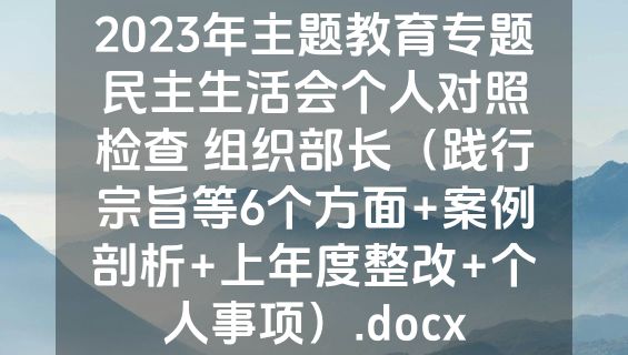 2023年主题教育专题民主生活会个人对照检查 组织部长（践行宗旨等6个方面+案例剖析+上年度整改+个人事项）.docx
