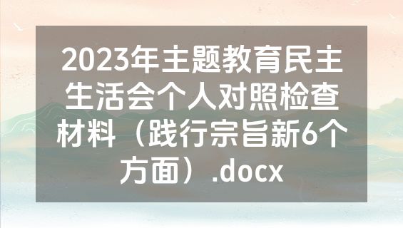 2023年主题教育民主生活会个人对照检查材料（践行宗旨新6个方面）.docx