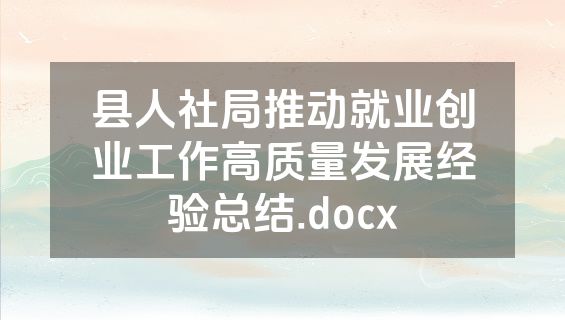 县人社局推动就业创业工作高质量发展经验总结.docx