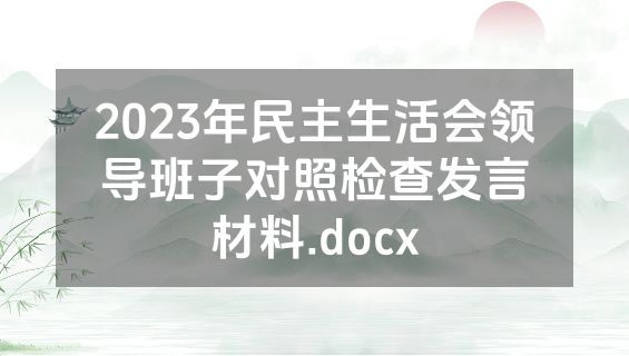 2023年民主生活会领导班子对照检查发言材料.docx