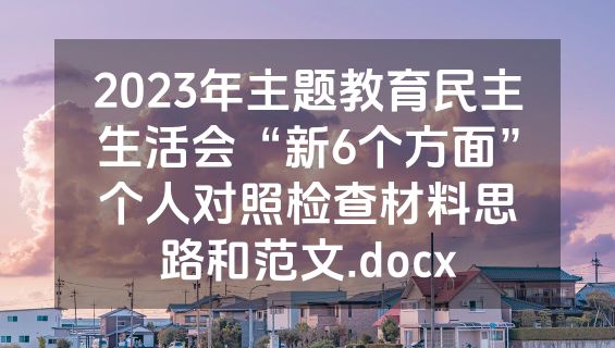 2023年主题教育民主生活会“新6个方面”个人对照检查材料思路和范文.docx
