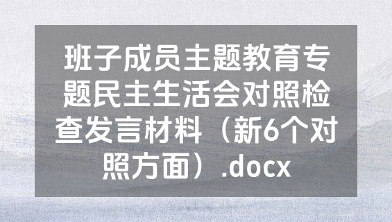 班子成员主题教育专题民主生活会对照检查发言材料（新6个对照方面）.docx