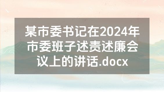 某市委书记在2024年市委班子述责述廉会议上的讲话.docx