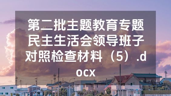 第二批主题教育专题民主生活会领导班子对照检查材料（5）.docx