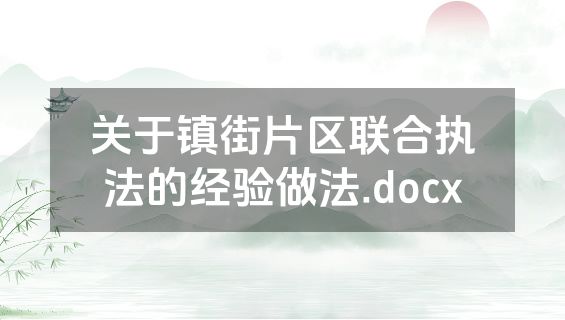 关于镇街片区联合执法的经验做法.docx