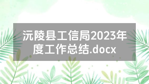 沅陵县工信局2023年度工作总结.docx