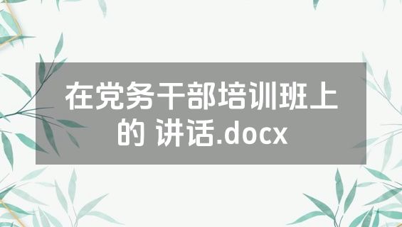 在党务干部培训班上的 讲话.docx