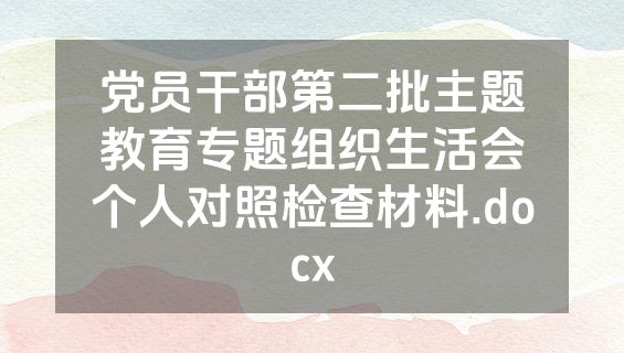 党员干部第二批主题教育专题组织生活会个人对照检查材料.docx