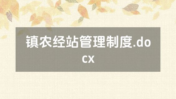 镇农经站管理制度.docx