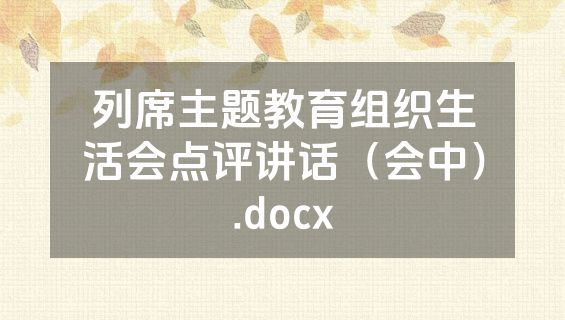 列席主题教育组织生活会点评讲话（会中）.docx