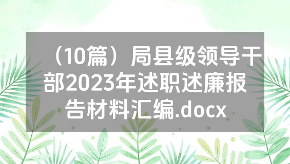 （10篇）局县级领导干部2023年述职述廉报告材料汇编.docx