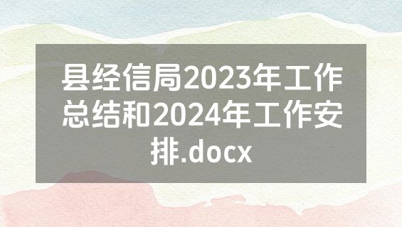 县经信局2023年工作总结和2024年工作安排.docx