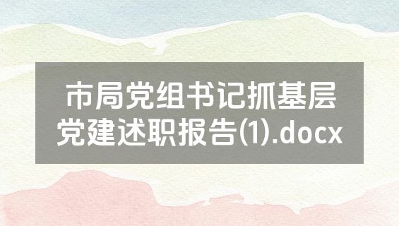 市局党组书记抓基层党建述职报告(1).docx