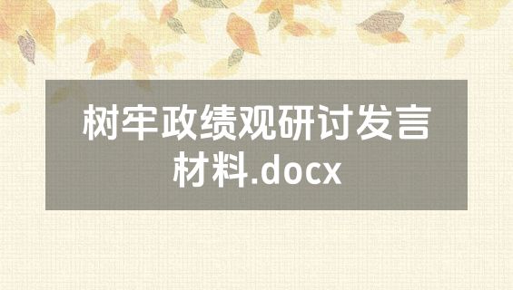 树牢政绩观研讨发言材料.docx