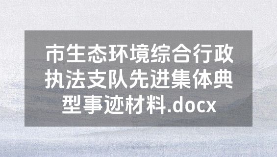市生态环境综合行政执法支队先进集体典型事迹材料.docx