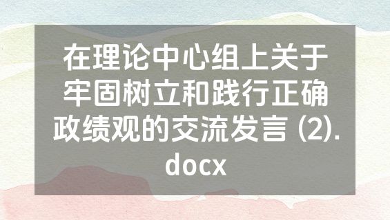 在理论中心组上关于牢固树立和践行正确政绩观的交流发言 (2).docx